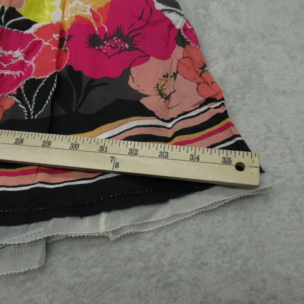 Alfani Lined Skirt Womens 4 Colorful Copenhagen‎ Floral Cotton Gauze Pleated NWD